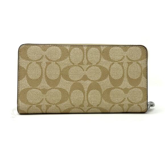 Coach Long Zip Around Wallet in Signature Canvas Light Khaki Ice Purple C4452 - Picture 2 of 8